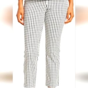 Adrianna Papell stretch pull on slimming cropped black & white check pants. S 10